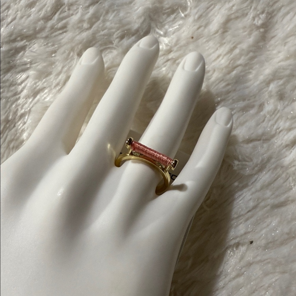 French Connection Gold Ring with Pink Detail
